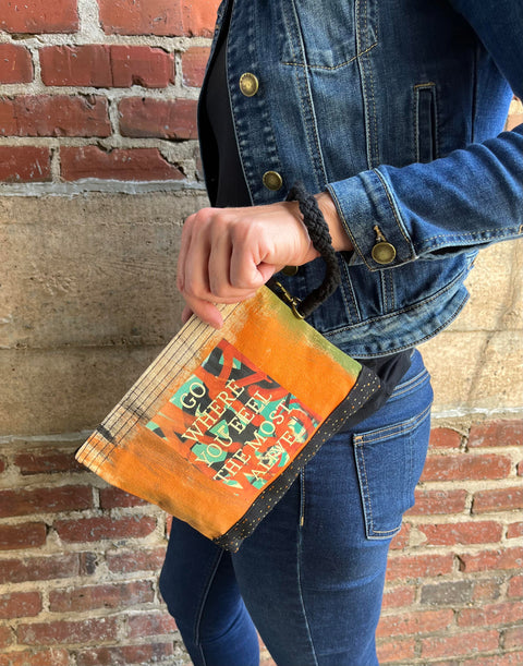 Go where you feel most alive, orange background Zipper pouch_2